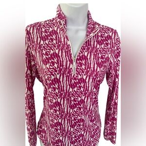 GG Collection Pink and White Quarter Zip  Top- S magenta pink , nylon spandex